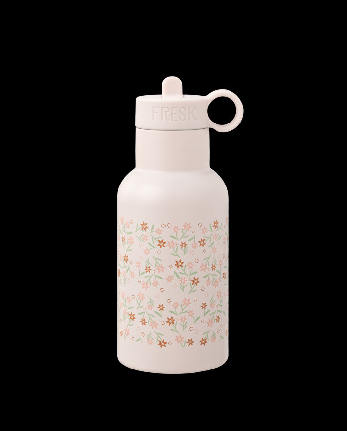 Borraccia termica in acciaio con cannuccia per bimbi 350 ml - fiori